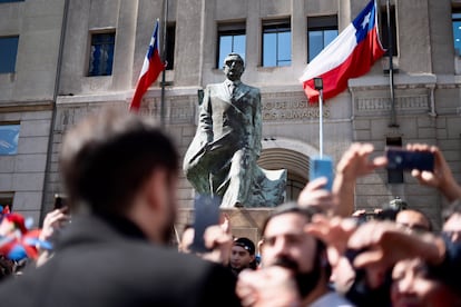 Boric durante la conmemoración de los 50 años del golpe de Estado en Chile. 