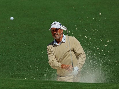 Olazabal, en la salida de un búnker en Augusta.