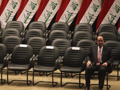 El primer ministro iraquí, Nuri al Maliki, minutos antes de la votación del nuevo Gobierno iraquí en el Parlamento.