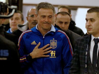 Luis Enrique, a su llegada a Jordania, este miércoles.