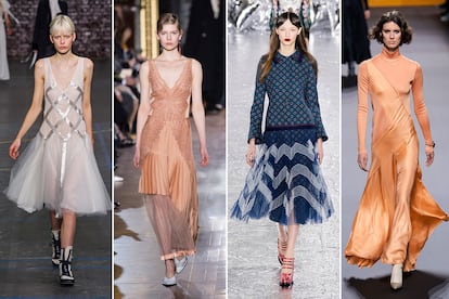 Propuestas de otoño de John Galliano, Stella McCartney, Mary Katrantzou y Hermès.