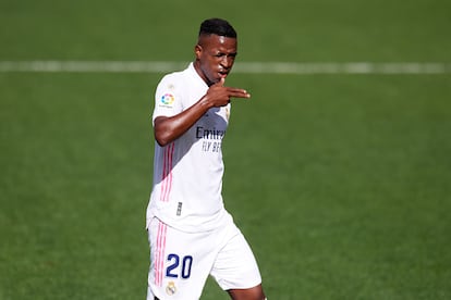 Vinicius Júnior comemora seu gol contra o Levante no dia 4 de outubro.