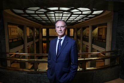 Miguel Colmenero, presidente de la Junta Electoral Central, en el Congreso de los Diputados, el jueves.