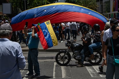 Una protesta, el pasado sábado en las calles de Caracas.