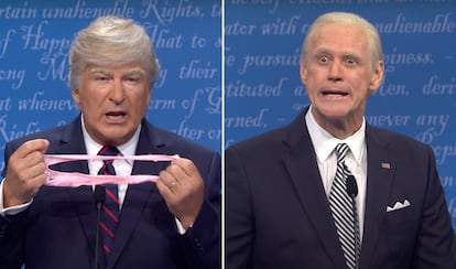 Alec Baldwin y Jim Carrey, caracterizados como Donald Trump y Joe Biden en 'Saturday Nigh Live'.