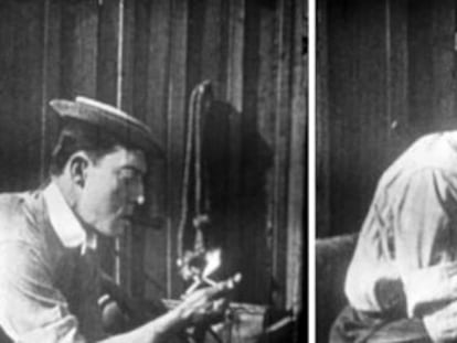 Dos planos de las im&aacute;genes nunca vistas de &#039;El herrero&#039; (1922), de Buster Keaton. La copia la descubri&oacute; el historiador argentino Fernando Mart&iacute;n Pe&ntilde;a.