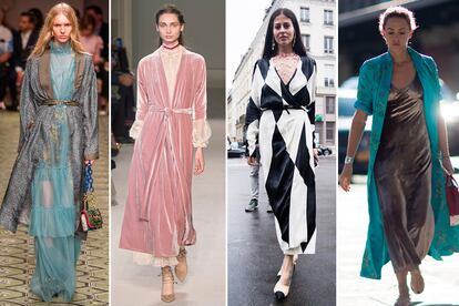 Pasarela y street style se ponen de acuerdo y dicen sí a combinar el batín con los vestidos de la temporada.