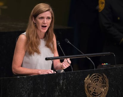 A embaixadora dos Estados Unidos na ONU, Samantha Power.