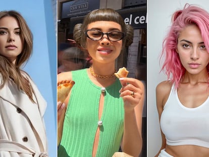 A la izquierda, la influencer virtual Alba Renai de la agencia BE A LION. En el centro, la influencer virtual Lil Miquela. A la derecha la modelo virtual Aitana López de la agencia The Clueless.