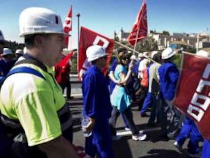 Manifestación de mineros en Puertollano (Ciudad Real) para reclamar el mantenimiento de las ayudas a la minería y el futuro del sector. EFE/Archivo