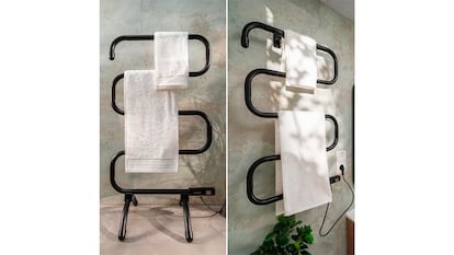 Electric towel rack on white background