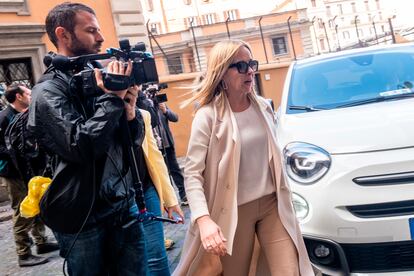 Giorgia Meloni, líder de Hermanos de Italia, a su llegada al Parlamento italiano en Roma, el viernes.