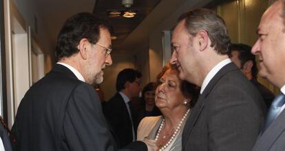 Rajoy, Barberá y Fabra en la reunión del PP celebrada en Madrid.