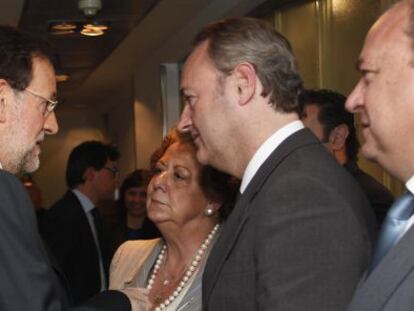 Rajoy, Barber&aacute; y Fabra en la reuni&oacute;n del PP celebrada en Madrid.