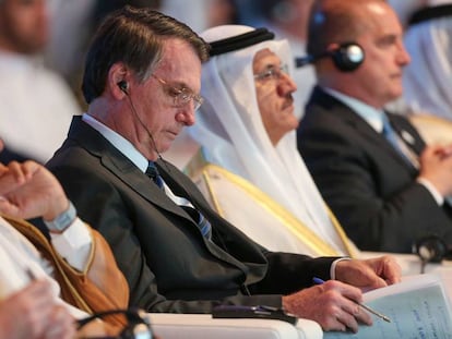 Bolsonaro durante fórum de negócios em Abu Dhabi, em 27 de outubro.