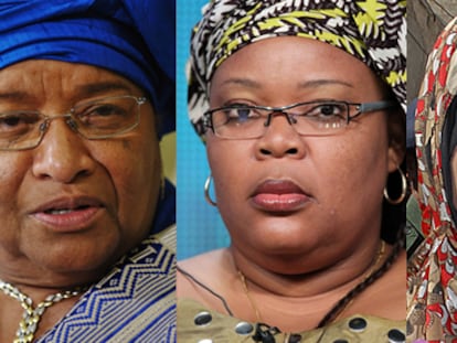 De izq. a dcha.: Ellen Johnson-Sirleaf, Leymah Gbowee y Tawakul Kerman.