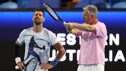 Djokovic e Ivanisevic, durante un entrenamiento a finales de diciembre en Perth.