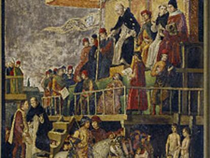 'Auto de fe presidido por santo Domingo de Guzmán'
(1495), de Pedro Berruguete.