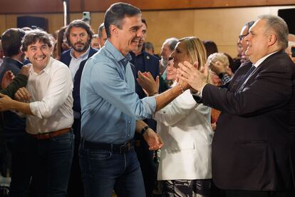 El presidente del Gobierno, Pedro Sánchez, durante un acto de campaña de cara a las elecciones europeas este jueves en Barakaldo.