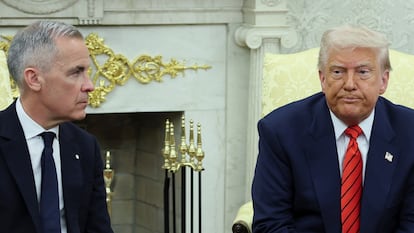 Carney with Trump, during their first meeting at the White House.