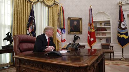 El presidente de Estados Unidos, Donald Trump, en el despacho oval.