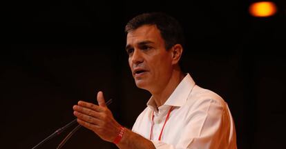 Pedro S&aacute;nchez este s&aacute;bado durante el 39&ordm; Congreso del PSOE.  