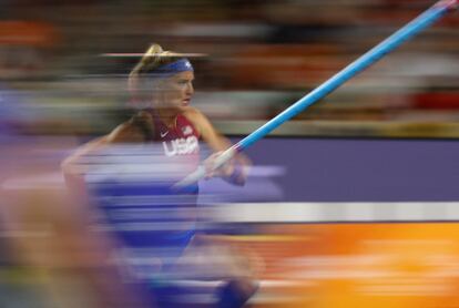 La estadounidense Sandi Morris, durante la final de salto con pértiga, el 23 de agosto.