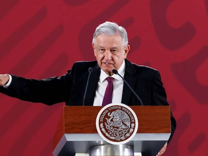 The Mexican president Andrés Manuel López Obrador during one of his morning conferences.