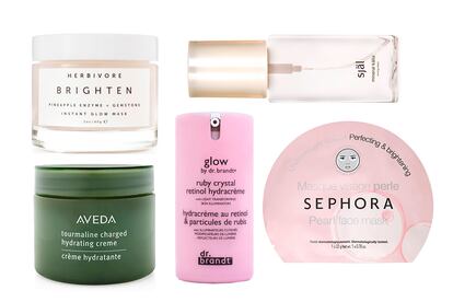 Cosmética con cristales de Herbivore, Aveda, dr. Brandt, Själ Skincare y Sephora.
