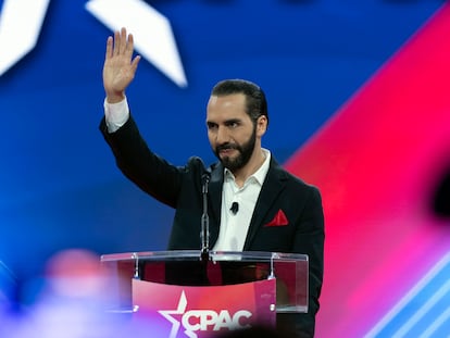 Nayib Bukele durante su participación en la Conferencia de Acción Política Conservadora en Maryland, Estados Unidos, en febrero de 2024.