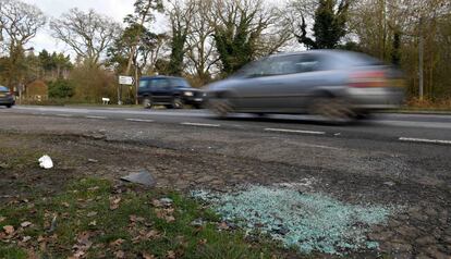 Los restos del accidente de tráfico de Felipe de Edimburgo.