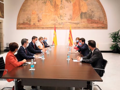 El presidente de la Generalitat, Pere Aragonès, y el presidente del Gobierno, Pedro Sánchez
