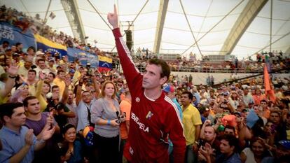 Capriles, el candidato opositor, en un acto de campa&ntilde;a la semana pasada en Barquisimeto.