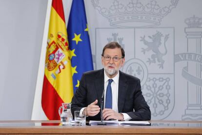 Mariano Rajoy en la comparecencia tras presentar el PSOE la moción de censura.
 