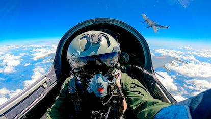 In this photo released by Xinhua News Agency, a Chinese fighter jet pilot from the Chinese People's Liberation Army takes part in combat readiness patrol and military exercises around Taiwan on April 9, 2023.