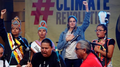 Shailene Woodley, en una protesta en Dakota del Norte.