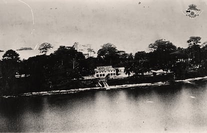 Corisco Island in the Spanish colony of Guinea, photographed in 1927 from the seaplanes of the Atlántida Patrol. AIR FORCE HISTORICAL ARCHIVE