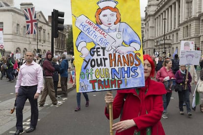 Protesta en contra de la visita de Donald Trump a el Reino Unido el 4 de junio de 2019 en Londres.