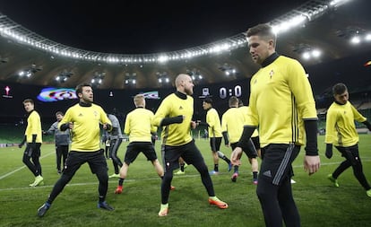 Entrenamiento del Celta en el Krasnodar Stadium.