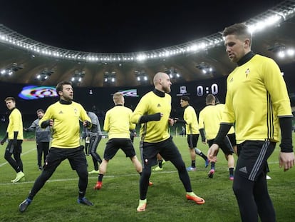 Entrenamiento del Celta en el Krasnodar Stadium.