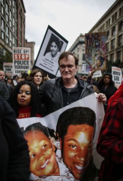 Quentin Tarantino, en la marcha contra la brutalidad policial en Nueva York.