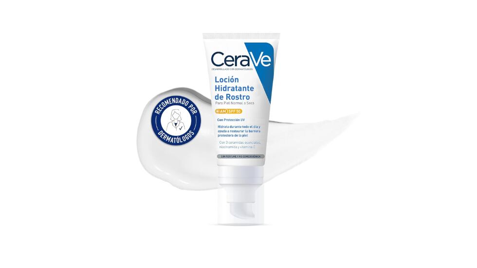 Loción hidratante del rostro con SPF 50 de CeraVe.