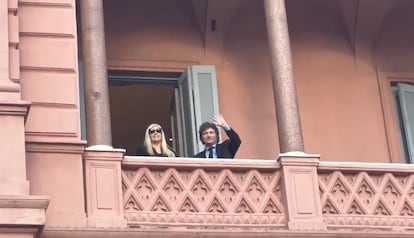 Fotograma de un video en redes sociales muestra a Susana Giménez y Javier Milei en la Casa Rosada el 26 de septiembre.