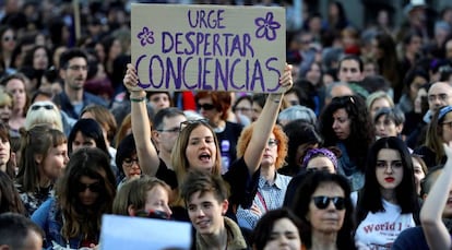 Manifestación feminista en protesta por la sentencia sobre los cinco miembros de La Manada.