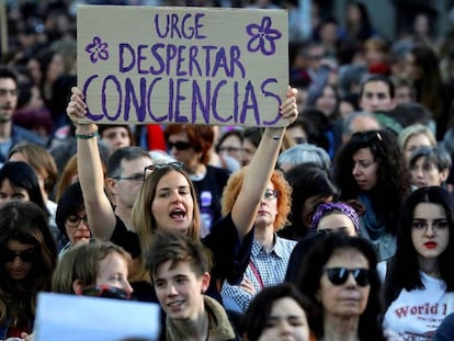 Manifestación feminista en protesta por la sentencia sobre los cinco miembros de La Manada.