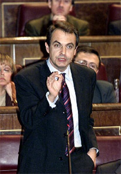 José Luis Rodríguez Zapatero, ayer en el Congreso.