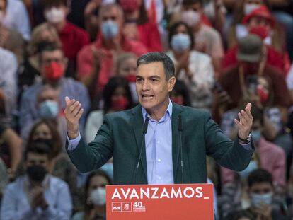 El presidente del Gobierno y secretario general del PSOE, Pedro Sánchez, interviene en la clausura de 40º Congreso federal.