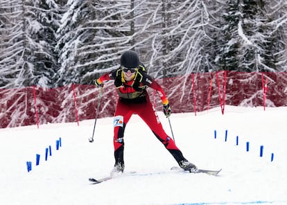 Laia Sellés en la prueba individual de SKIMO (esquí de montaña) en el Festival Olímpico de la Juventud Europea donde consiguió tres oros.