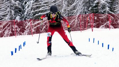 Laia Sellés en la prueba individual de SKIMO (esquí de montaña) en el Festival Olímpico de la Juventud Europea donde consiguió tres oros.