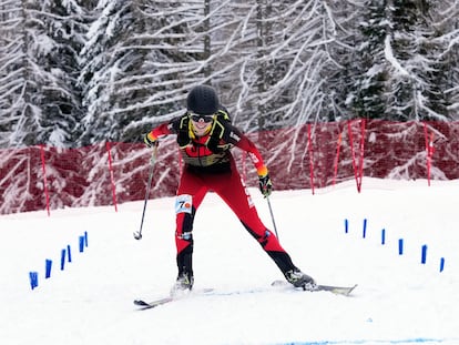 Laia Sellés en la prueba individual de SKIMO (esquí de montaña) en el Festival Olímpico de la Juventud Europea donde consiguió tres oros.